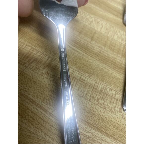 Set Of 9 Oneidacraft Deluxe Stainless Salad Fork Weave Pattern 6.25” - Picture 6 of 7